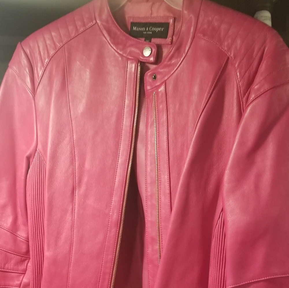 Pink leather jacket